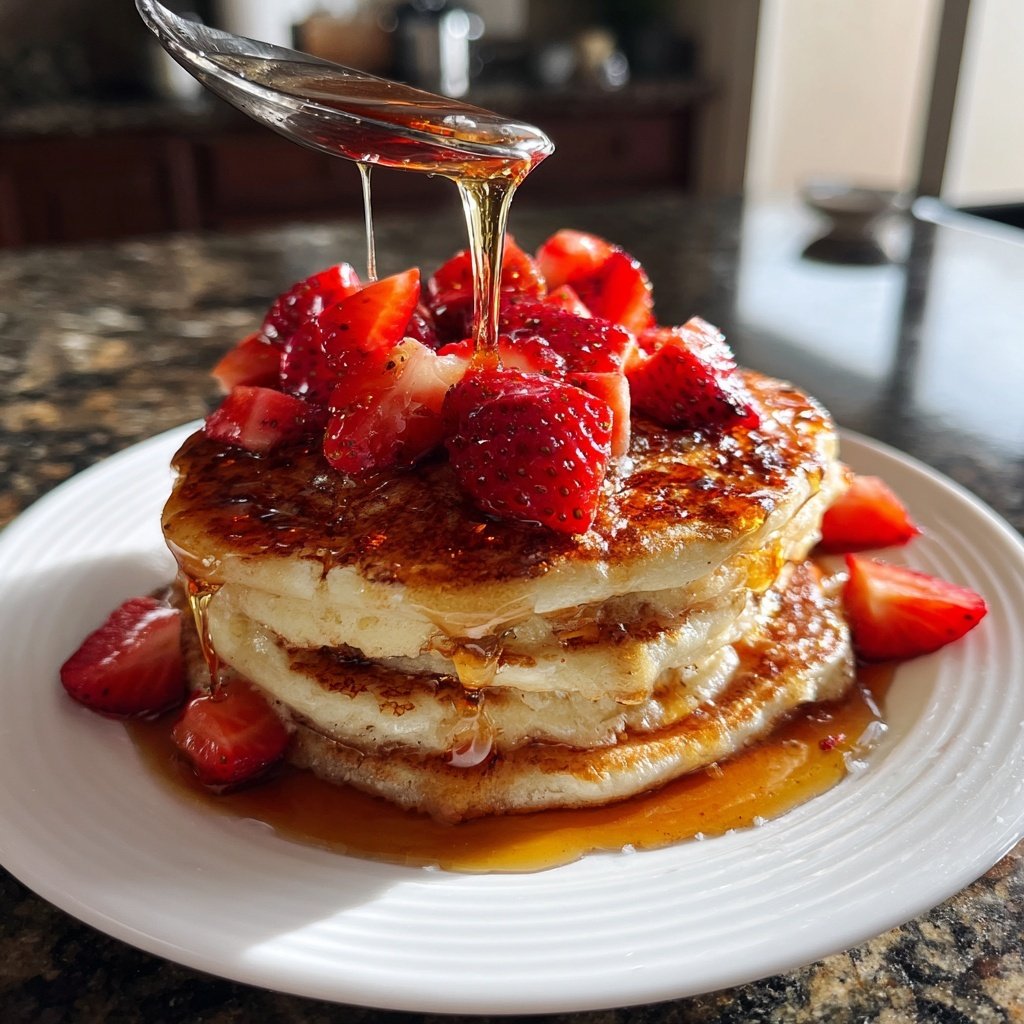 Bottomless Strawberry Pancake Stack