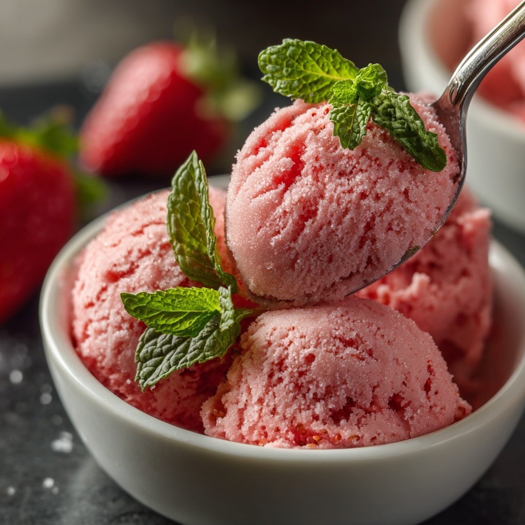 Strawberry Mint Sorbet Surprise