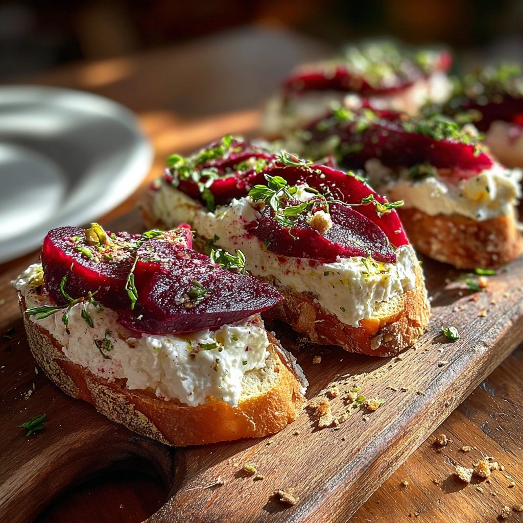 Sliced Beets with Goat Cheese